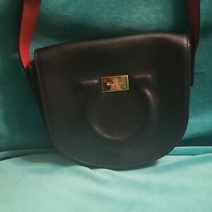 Salvatore Ferragamo Black and Red Crossbody Bag